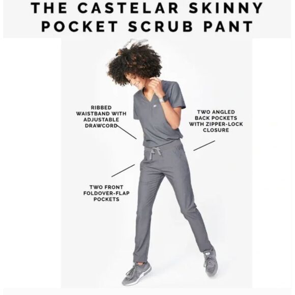 FIGS Castelar Skinny Scrubs Pants Snap Pocket Graphite Gray Size S - Picture 7 of 8